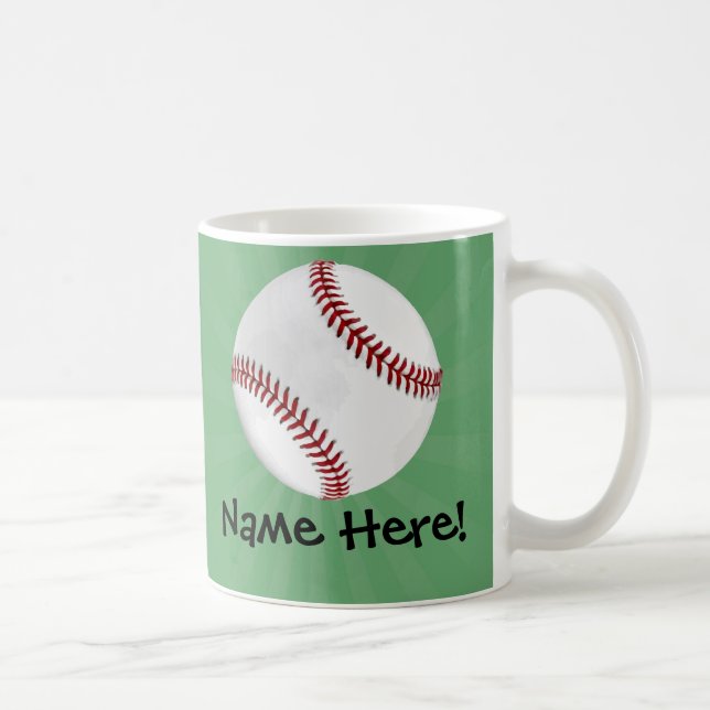 Personlig Baseball på Grönt Kids Boys Kaffemugg (Höger)