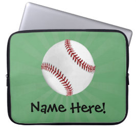 Personlig Baseball på Grönt Kids Boys Laptop Fodral