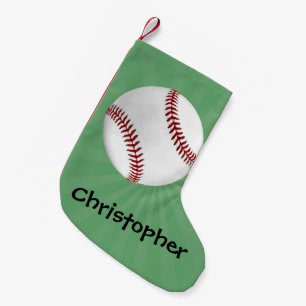 Personlig Baseball på Grönt Kids Boys Liten Julstrumpa