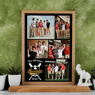 Personlig baseball Photo Collage Namn Team # Poster