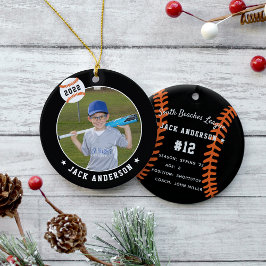 Personlig Baseball Photo & Player Stats Julgransprydnad Keramik