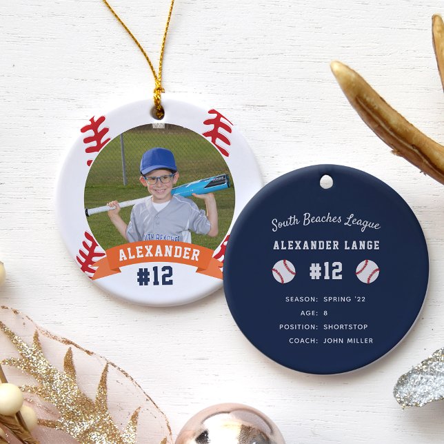 Personlig Baseball Photo & Player Stats Julgransprydnad Keramik (Skapare uppladdad)