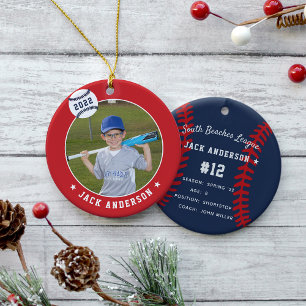 Personlig Baseball Photo & Player Stats Julgransprydnad Keramik