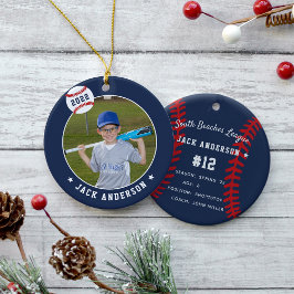 Personlig Baseball Photo & Player Stats Julgransprydnad Keramik