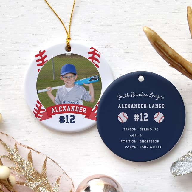 Personlig Baseball Photo & Player Stats Julgransprydnad Keramik (Skapare uppladdad)