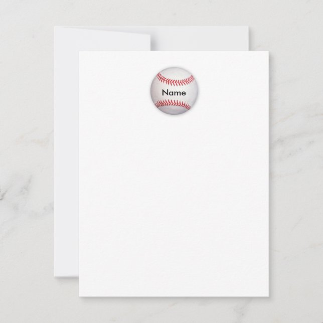 Personlig Baseball Platt Notkort Anteckningskort (Framsida)