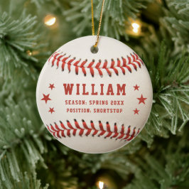 Personlig Baseball Player Namn Kids jul Julgransprydnad Keramik