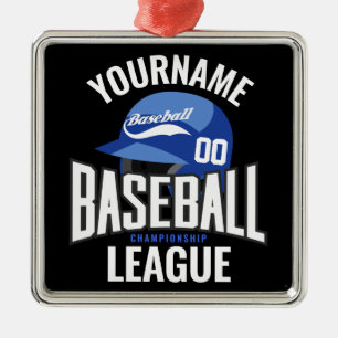 Personlig Baseball Player NAMN Team Champ Klubb Julgransprydnad Metall