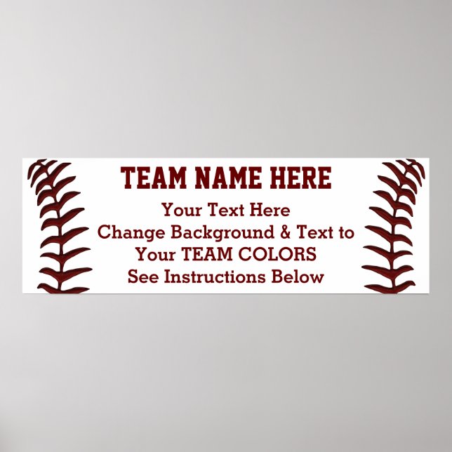 Personlig Baseball Poster Banner 36 i X 12 tum (Framsidan)