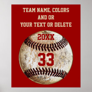 Personlig Baseball Poster, din text, Färger Poster