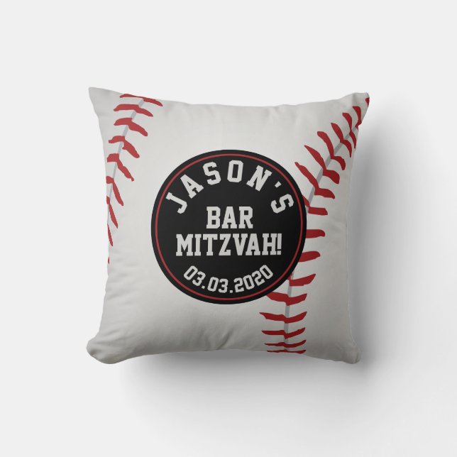 Personlig Baseball Pub Mitzvah Kudde (Framsida)