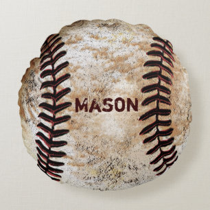 Personlig Baseball Ring Bearer Pillow Rund Kudde