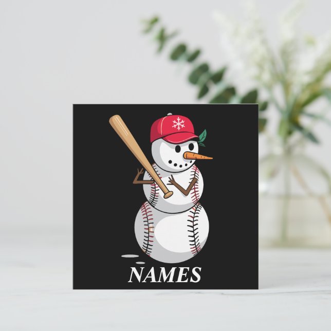 Personlig Baseball Snögubbe Bollar Snö Julafton i  Julkort (Stående Fram)