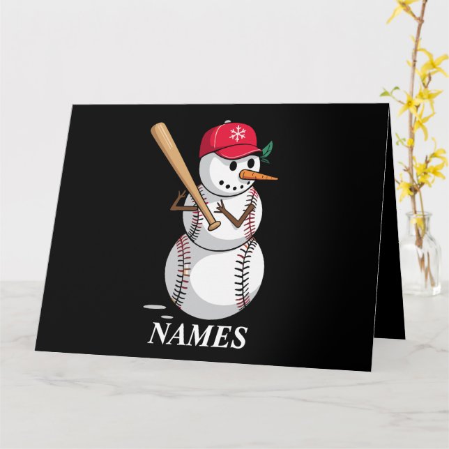 Personlig Baseball Snögubbe Bollar Snö Julafton i  Kort (Gul blomma)