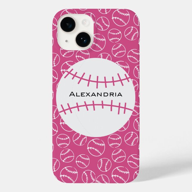 Personlig Baseball Softball Mönster på Rosa (Baksida)