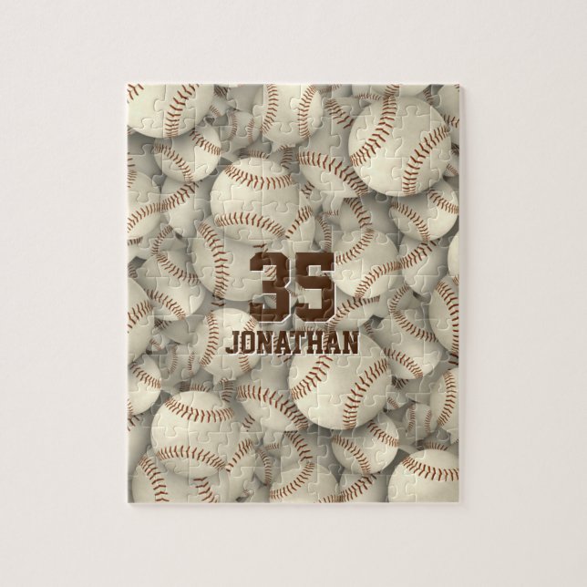 personlig baseball softball mönster-pojkar flickor pussel (Vertikal)