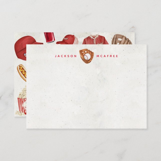Personlig Baseball Stationery Note-kort Tack Kort (Fram/baksida)