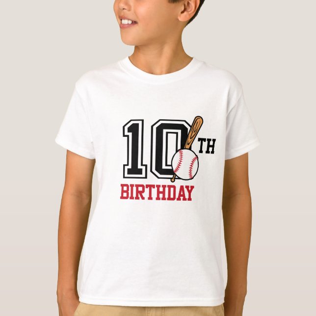 Personlig baseball t-shirt 10-årsdag (Framsida)