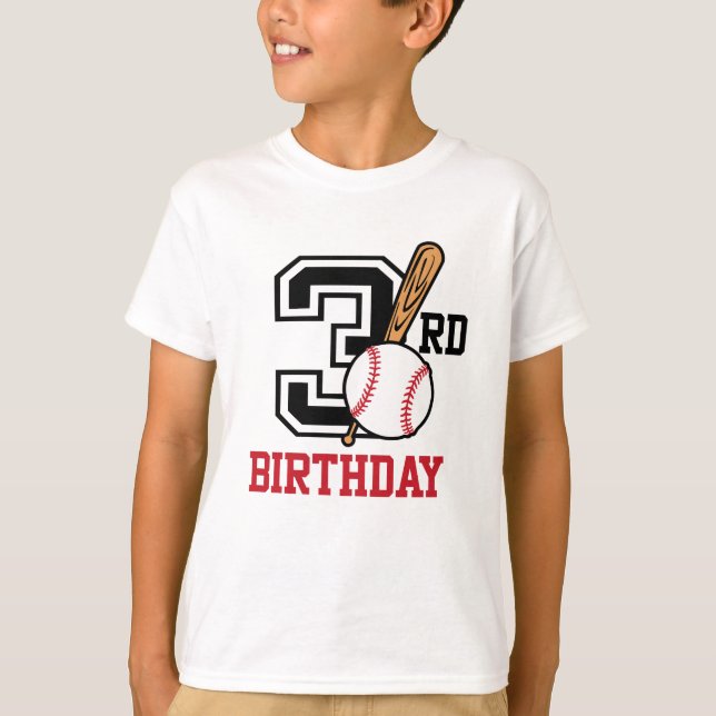 Personlig baseball t-shirt 3:e födelsedag (Framsida)