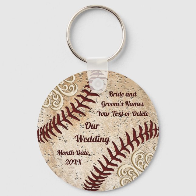 Personlig Baseball Wedding Favors, Baseball Nyckelring (Framsida)