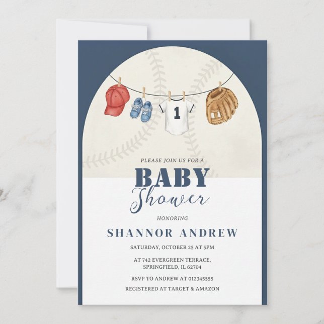 Personlig Baseboll Rookie Baby Shower  Inbjudningar (Framsida)