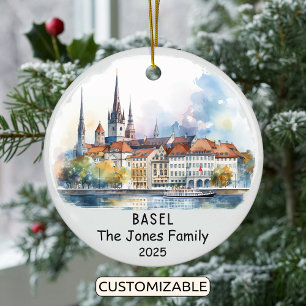 Personlig Basel Ornament, Schweiz Julgransprydnad Keramik