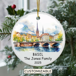 Personlig Basel Ornament, Schweiz Julgransprydnad Keramik