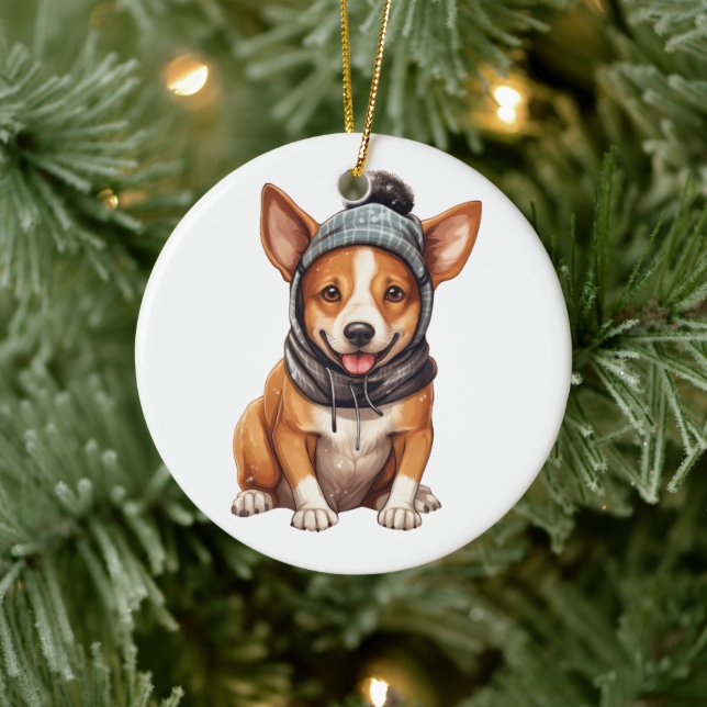 Personlig Basenji Hund Julgransprydnad Keramik (Träd)