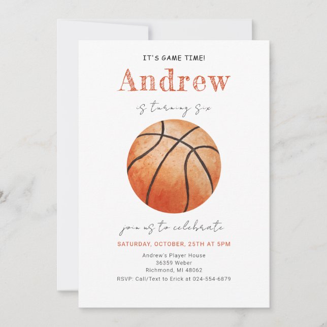 Personlig Basketball Birthday-inbjudan med foto Inbjudningar (Framsida)
