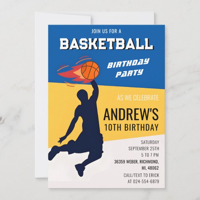 Personlig Basketball Birthday-inbjudan till Party Inbjudningar (Framsida)