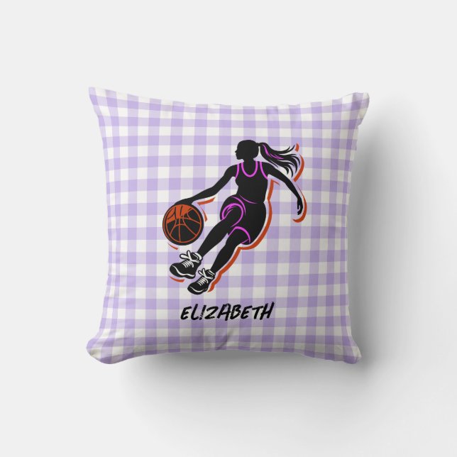 Personlig Basketball Girl Dekorativ kudde (Framsida)