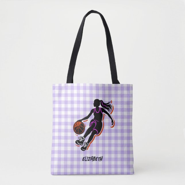 Personlig Basketball Girl Tote Bag Tygkasse (Framsida)