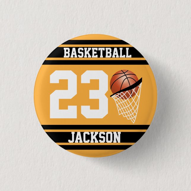 Personlig Basketball Guld och Black Knapp (Framsida)