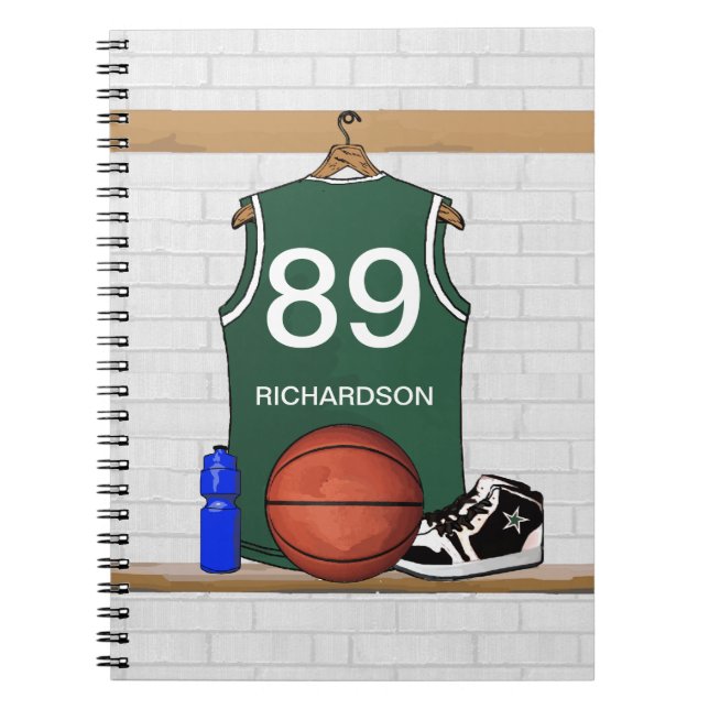 Personlig Basketball Jersey (grönt) Journal Anteckningsbok (Framsidan)