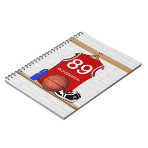 Personlig Basketball Jersey (Red) Journal Anteckningsbok