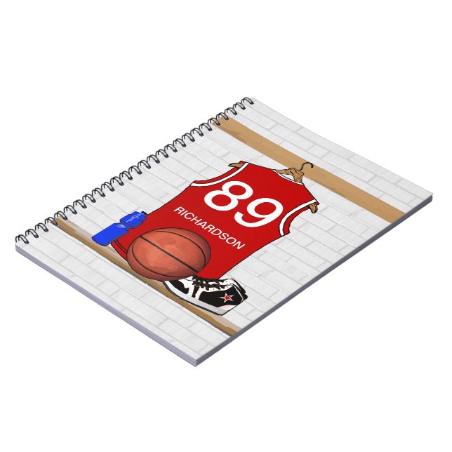 Personlig Basketball Jersey (Red) Journal Anteckningsbok (Vänstra Sidan)