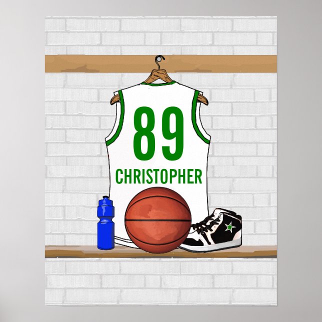 Personlig Basketball Jersey (whitegreen) Poster (Framsidan)