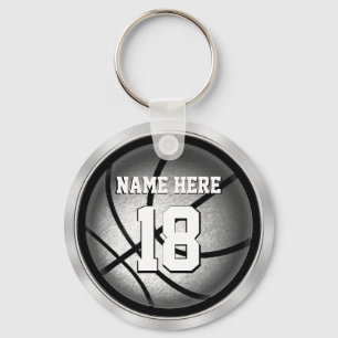 Personlig Basketball Keychains Black and Silver Nyckelring