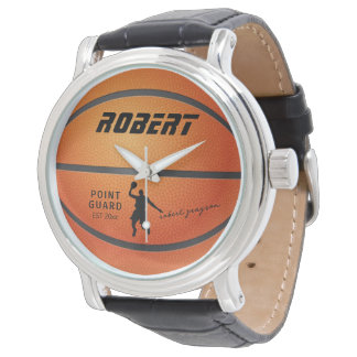 Personlig Basketball Manar Leather Vintage Armbandsur