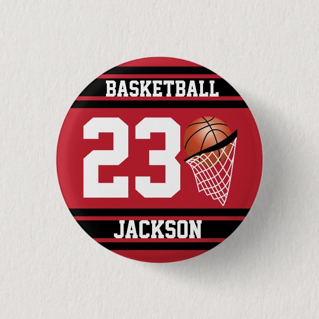 Personlig Basketball Mörk Red and Black Knapp (Framsida)