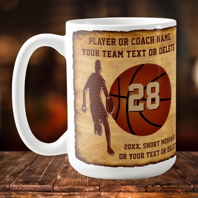 Personlig, Basketball Mugg för spelare eller träna (Cheap Basketball Gifts for Coaches. Basketball team gift ideas for boys and men. Basketball mugs. )