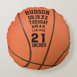 Personlig Basketball Namn och Baby Stats Rund Kudde