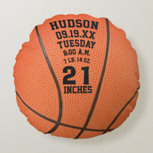 Personlig Basketball Namn och Baby Stats Rund Kudde