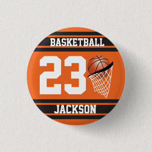 Personlig Basketball Orange och svart Knapp