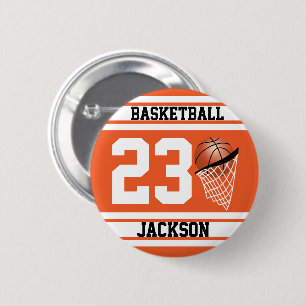 Personlig Basketball Orange och vit Knapp