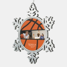Personlig Basketball Ornament - Photo Snowflake