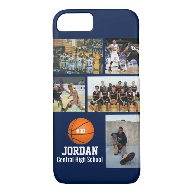 Personlig Basketball Photo Collage Namn Team # Case-Mate iPhone Skal (Baksida)