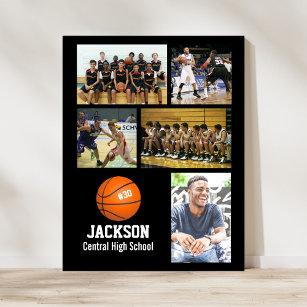 Personlig Basketball Photo Collage Namn Team # Poster