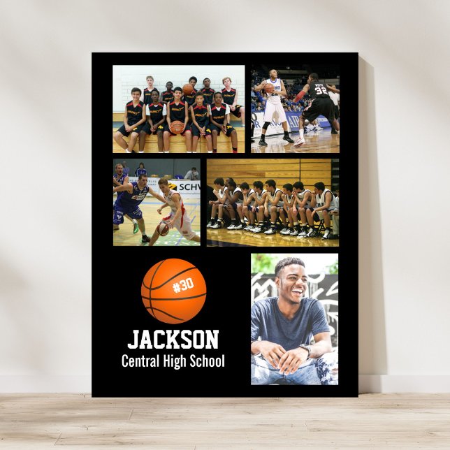 Personlig Basketball Photo Collage Namn Team # Poster (Skapare uppladdad)