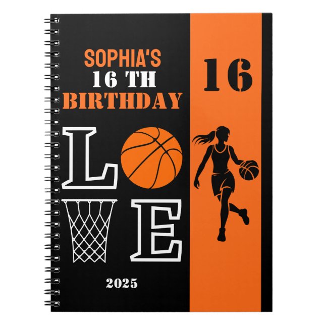 Personlig Basketball Player Girl, Birthday Gift Anteckningsbok (Framsidan)